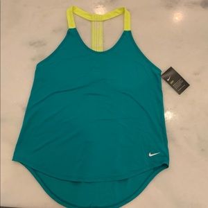 NWT Nike T strap Tank Teal w/Yellow Size medium